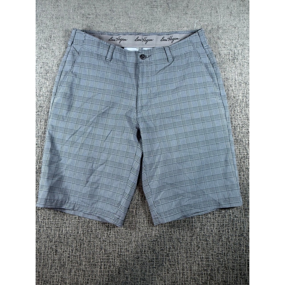Ben Hogan Mens Grey Glen‎ Plaid Performance Golf Shorts Size 32
